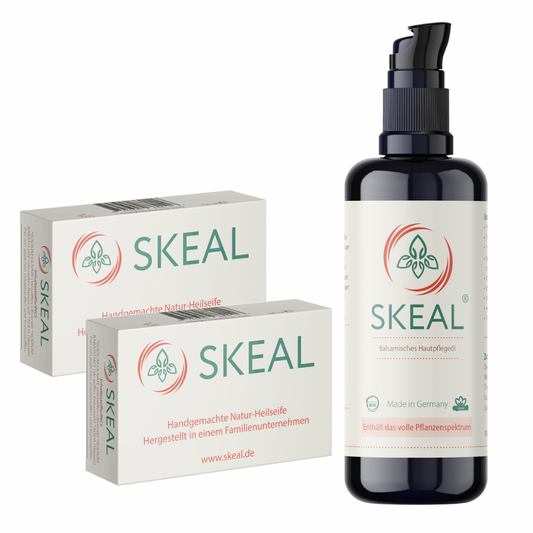 SKEAL skin care set 2x soap and 1x oil